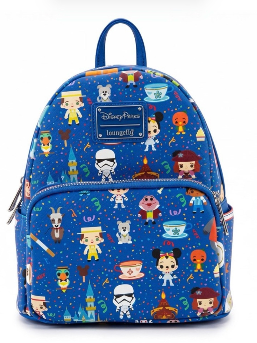 Loungefly Disney Parks Mini Backpack Blue with Character Print NWT